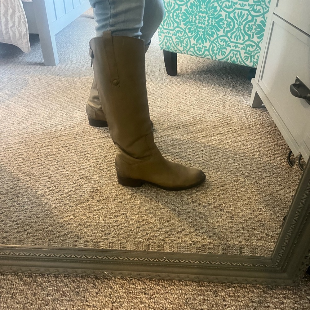Sam Edelman Taupe/Olive green Leather “Penny” Boots - Size 9 - Picture 8 of 9
